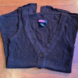 Vintage Y2K Say What? Women's Size S Brown Sleeveless Cardigan